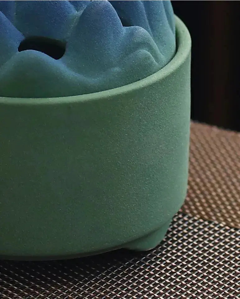 ATELIER-TIBET – Brûleur d’Encens Montagne en Céramique Dégradée, Ambiance Zen