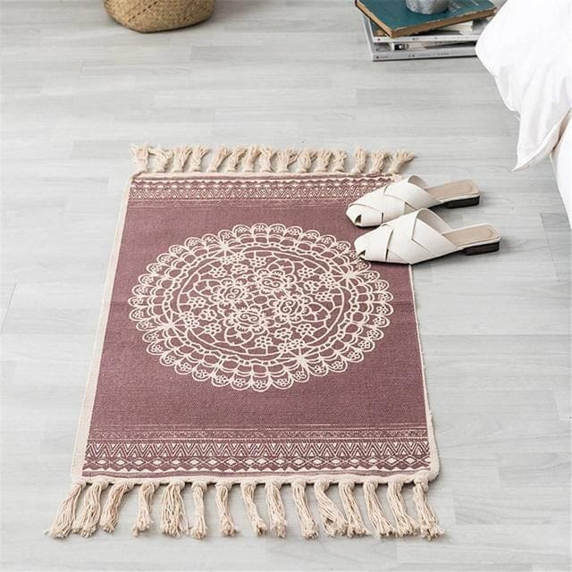 ATELIER-TIBET – Tapis Zen Turc fait main en coton Kilim avec franges – Ambiance Zen & Déco