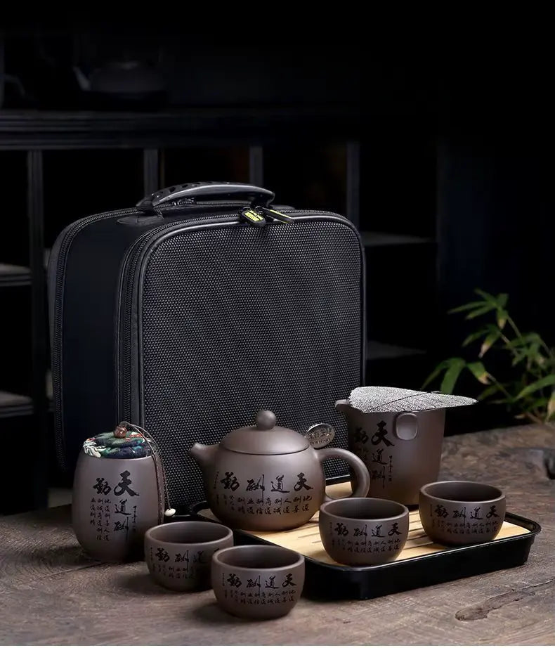ATELIER-TIBET – Set Traditionnel Chinois en Argile Violette (Yixing) pour Cérémonie du Thé Kungfu