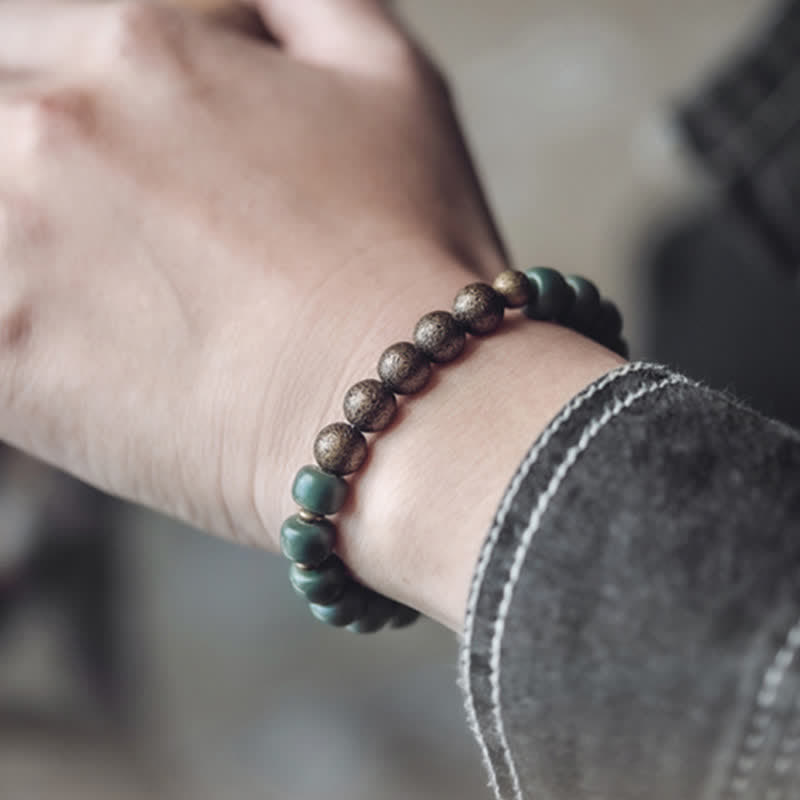ATELIER-TIBET Bracelet Graines de Bodhi & Cuivre – 6×8 mm