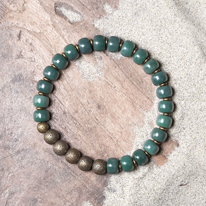 ATELIER-TIBET Bracelet Graines de Bodhi & Cuivre – 6×8 mm