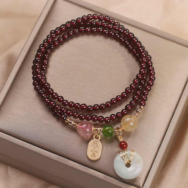 ATELIER-TIBET – Bracelet Triple Tour en Grenat Naturel « Énergie & Harmonie »
