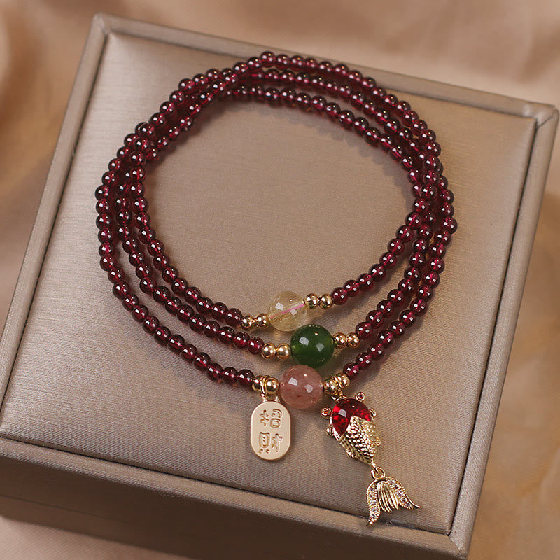ATELIER-TIBET – Bracelet Triple Tour en Grenat Naturel « Énergie & Harmonie »