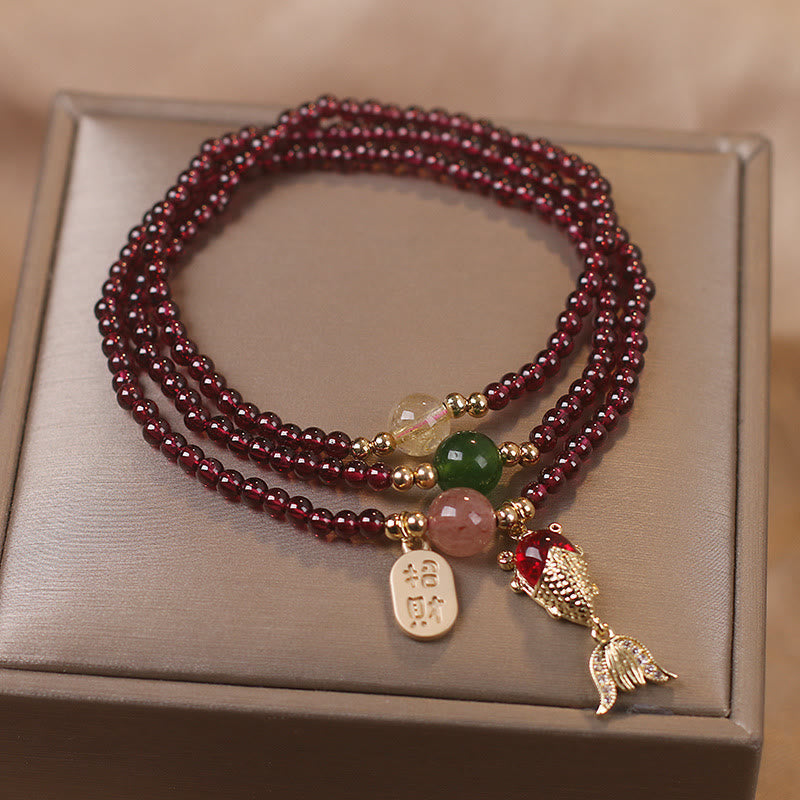 ATELIER-TIBET – Bracelet Triple Tour en Grenat Naturel « Énergie & Harmonie »