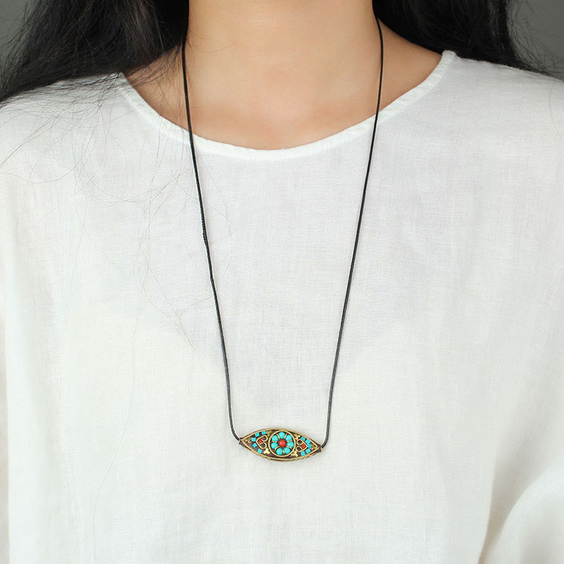 ATELIER-TIBET – Pendentif Turquoise Marquise en Pierre Naturelle
