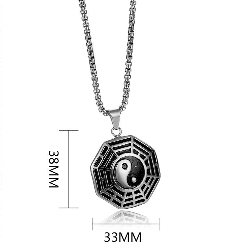 ATELIER-TIBET – Pendentif Unisexe Yin Yang Bagua en Acier Titane (38 × 33 mm)