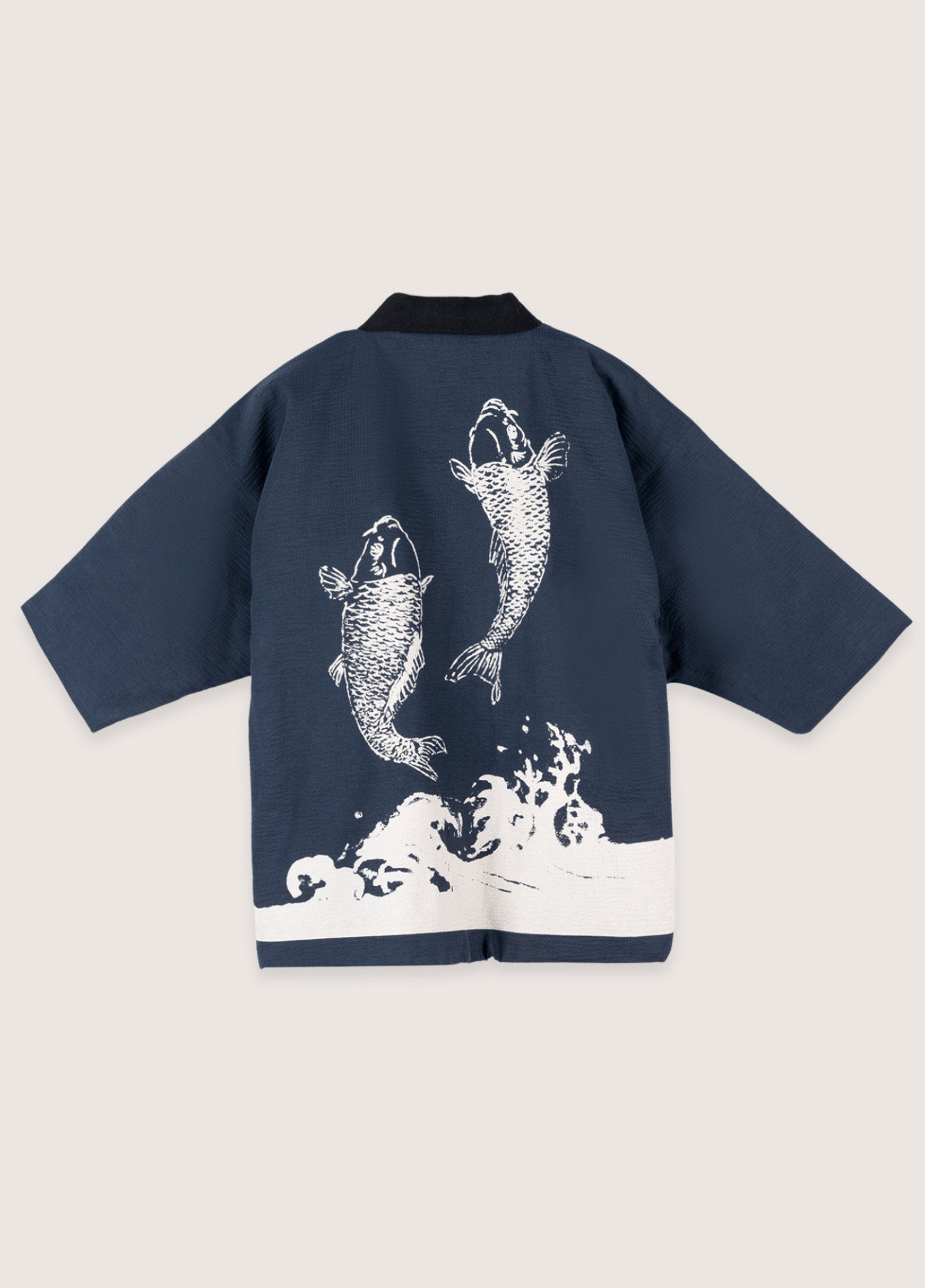 Veste kimono homme coton motif carpe koï bleu – Carpe Koï Nipponne