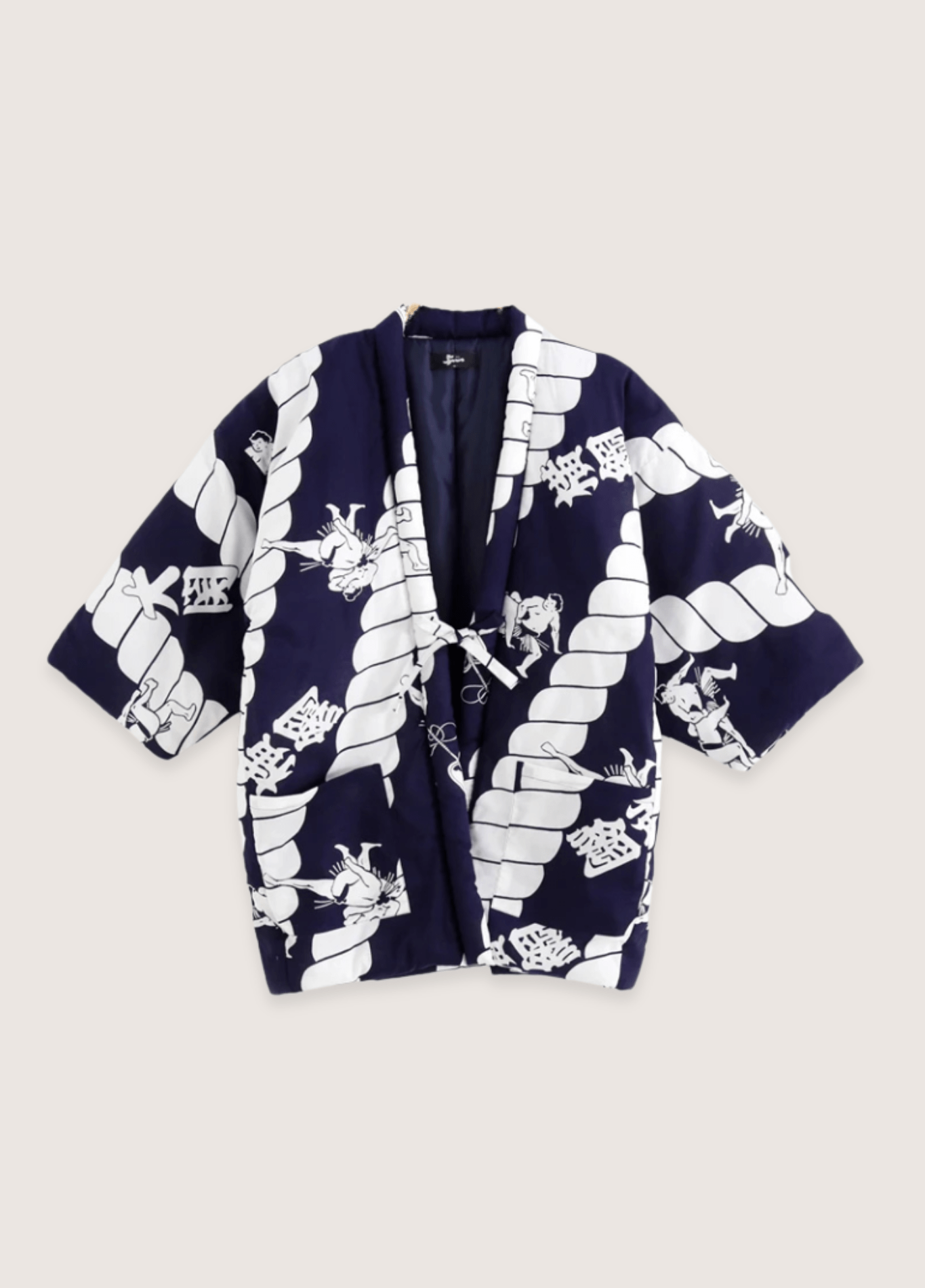 Veste kimono femme coton motif encre bleu – Sumō