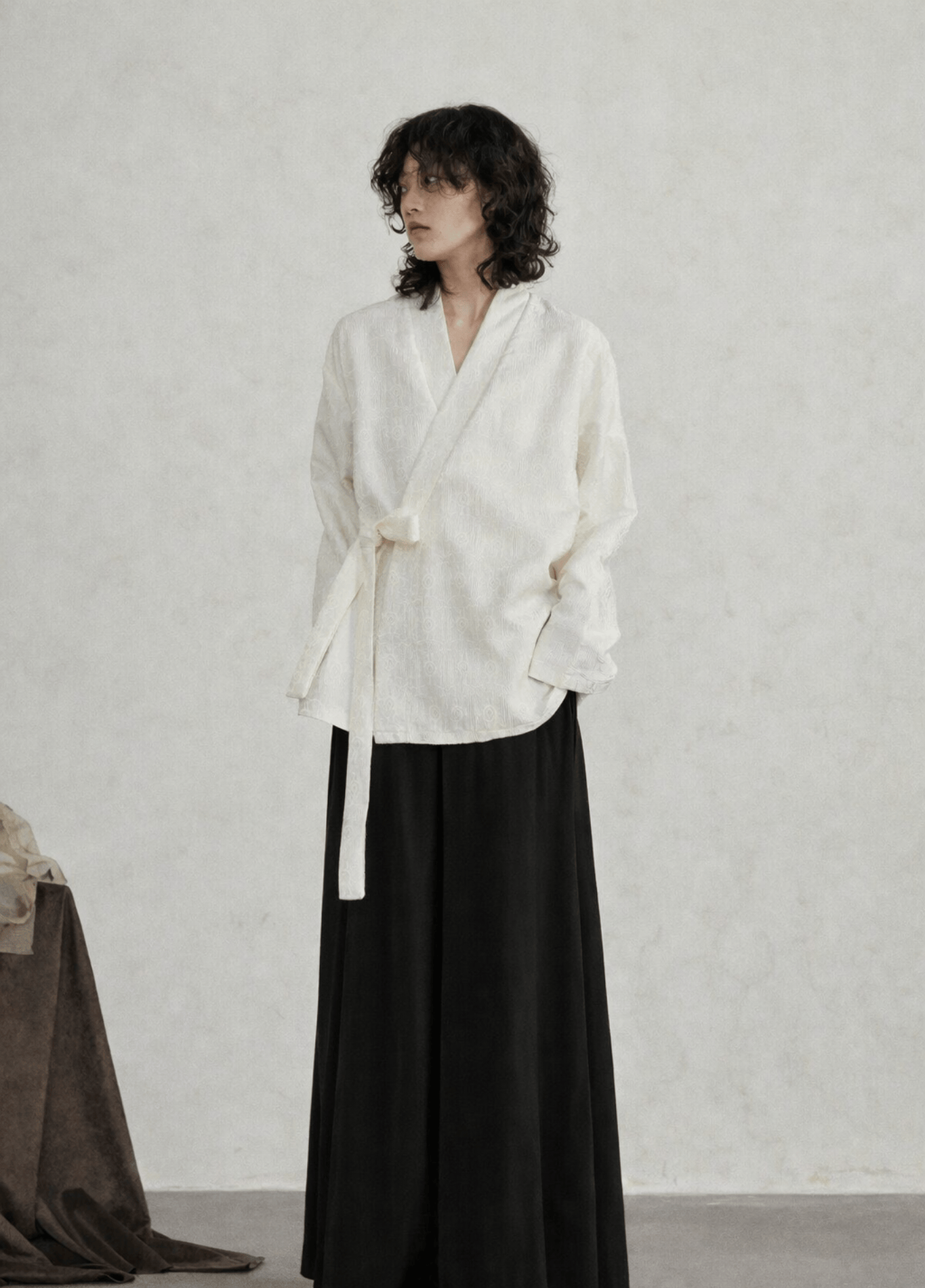 Veste kimono femme jacquard uni – Muji