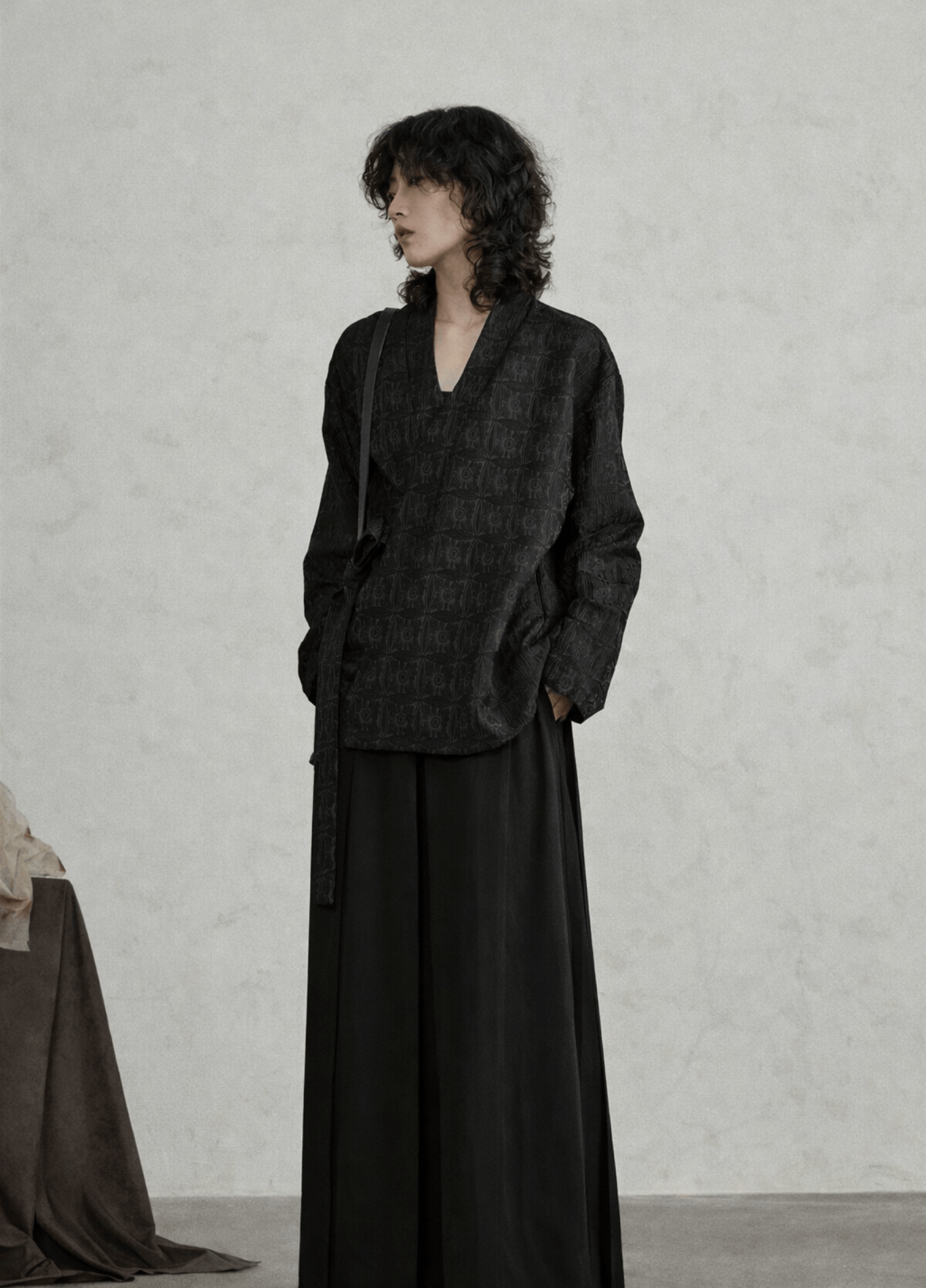 Veste kimono femme jacquard uni – Muji