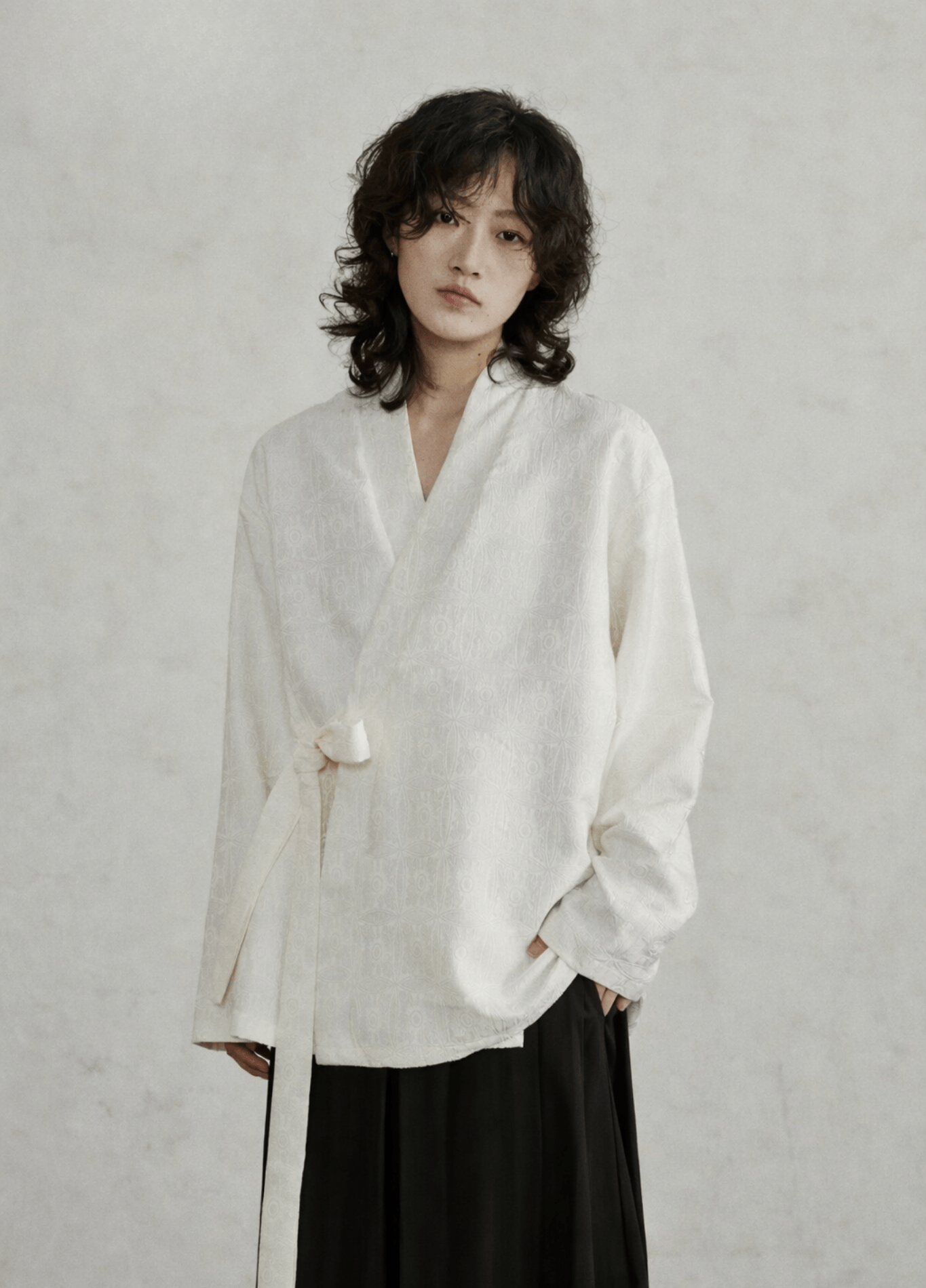 Veste kimono femme jacquard uni – Muji