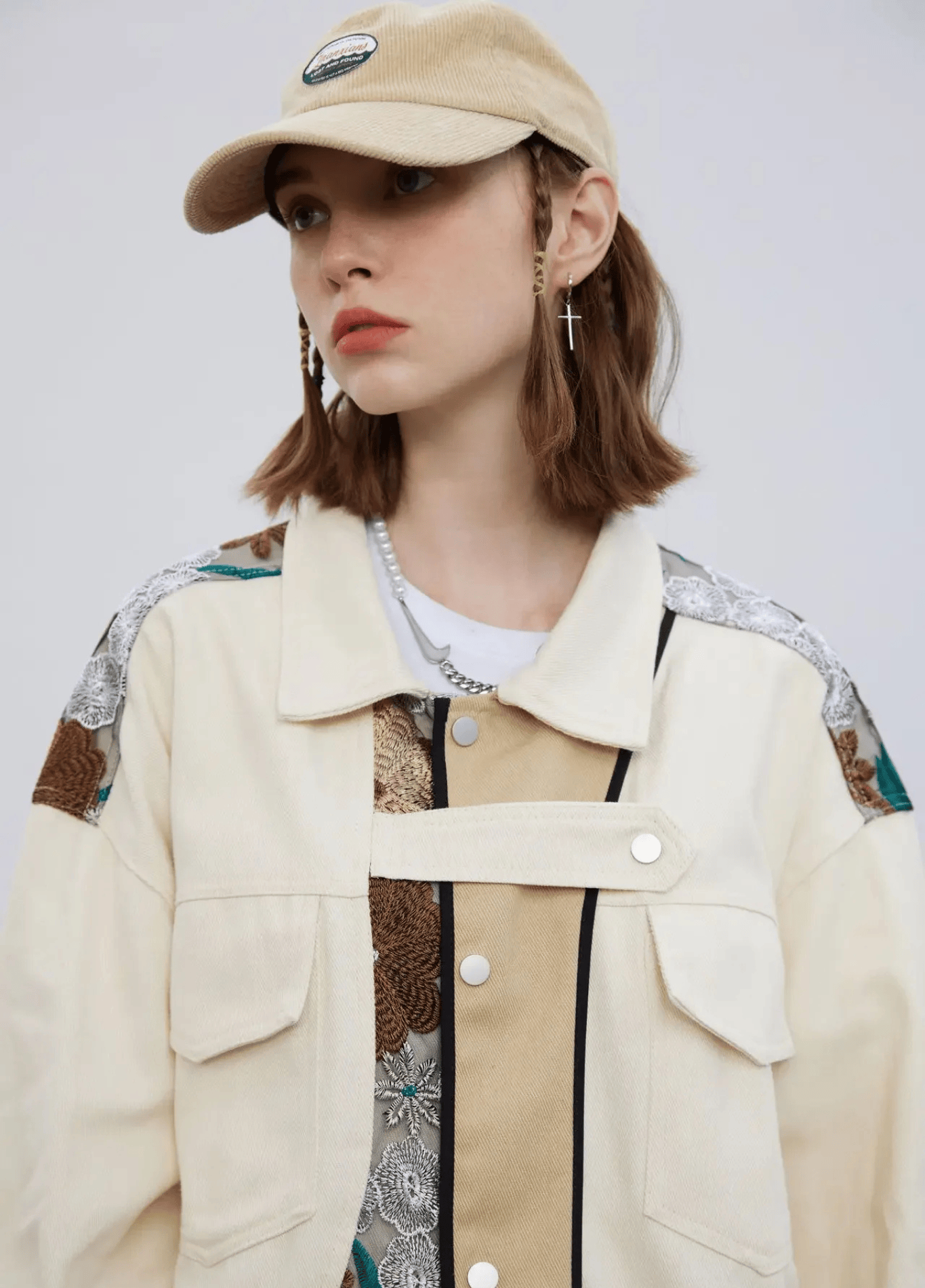 Veste kimono femme motif chrysanthème beige – Kiku Street