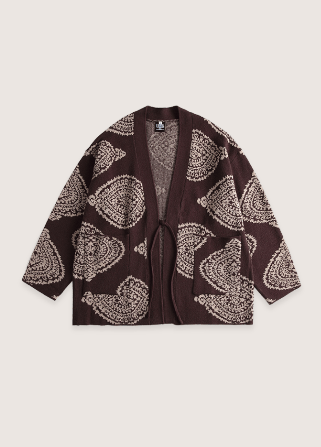 Veste kimono mixte coton paisley marron – Motifs Paisley