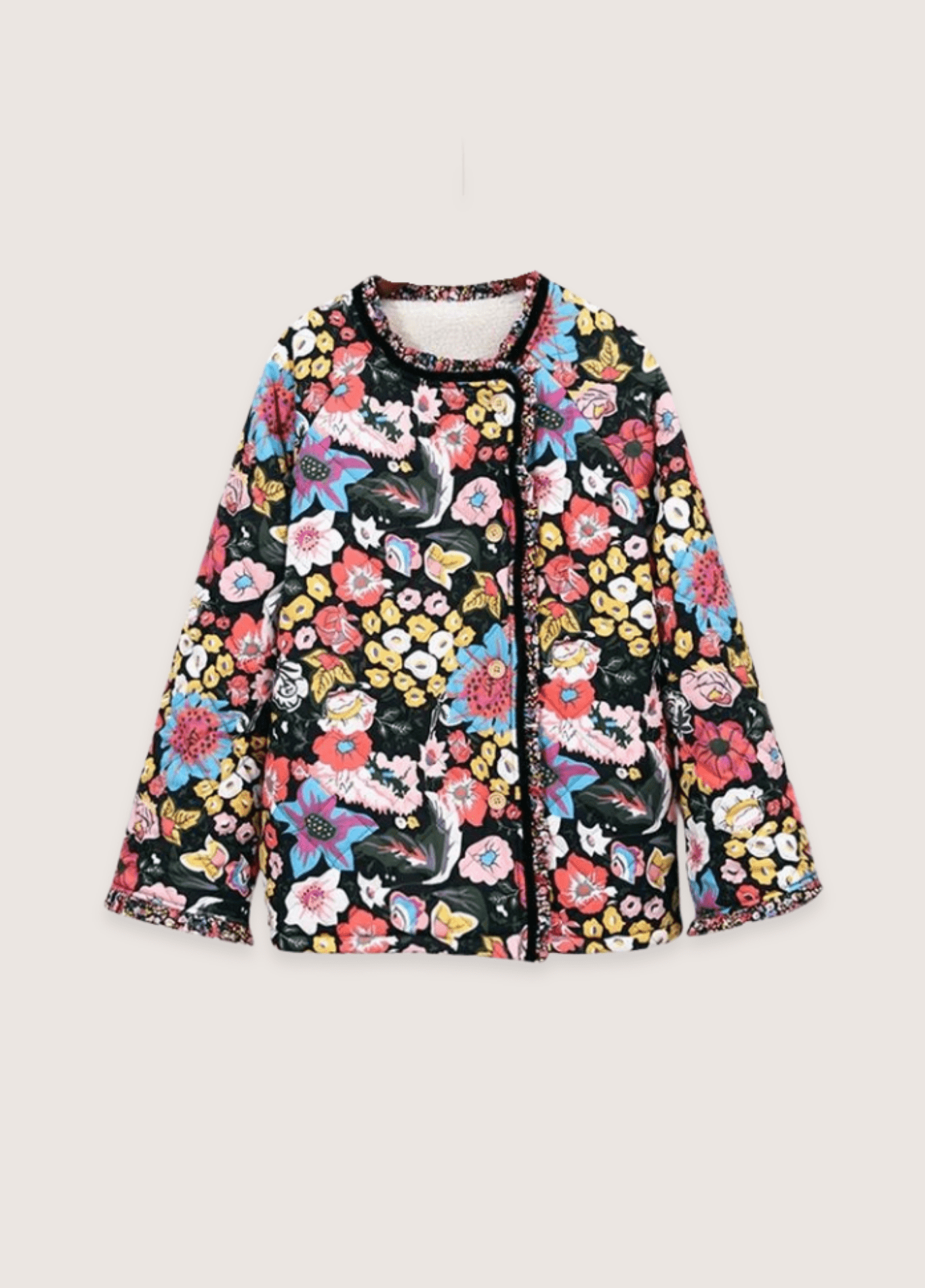 Veste kimono femme floral noir – Éclat Floral