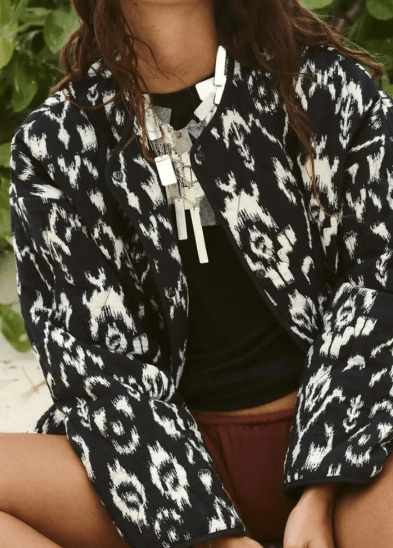 Veste kimono femme géométrique noir – Ikat