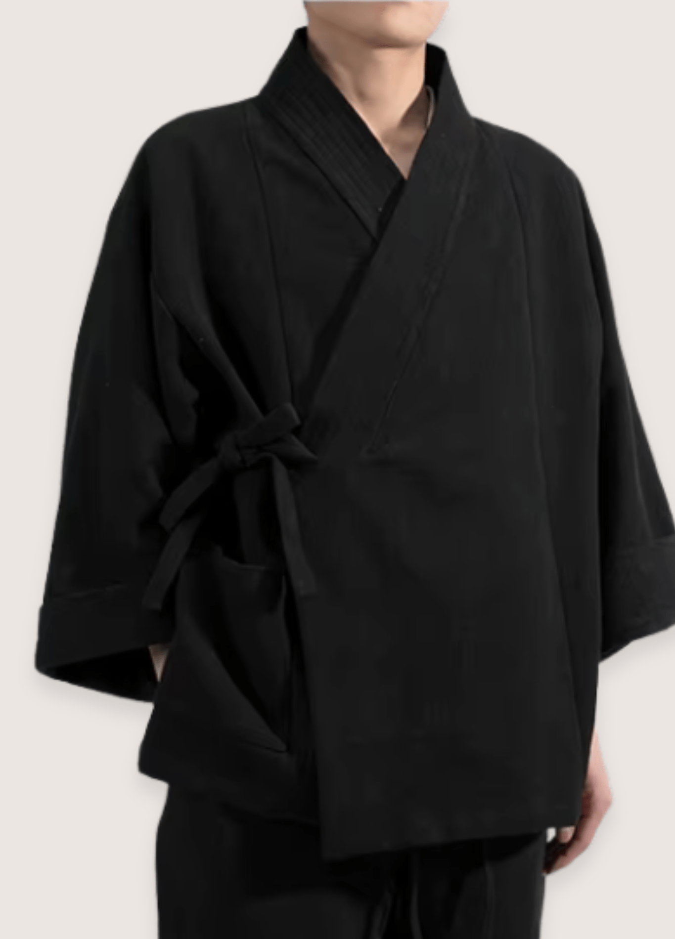 Veste kimono homme coton uni noir – Hanfu
