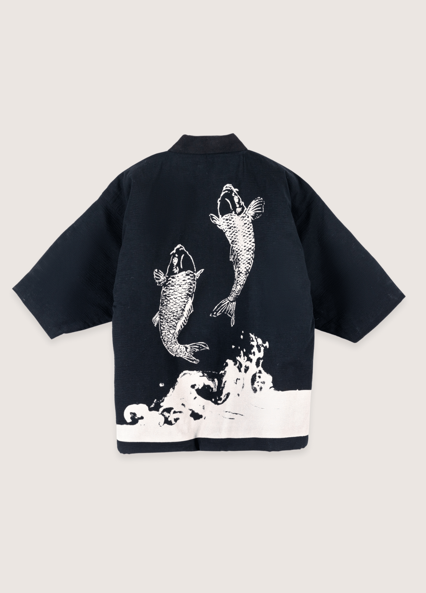 Veste kimono homme coton motif carpe koï noir – Carpe Koï Nipponne