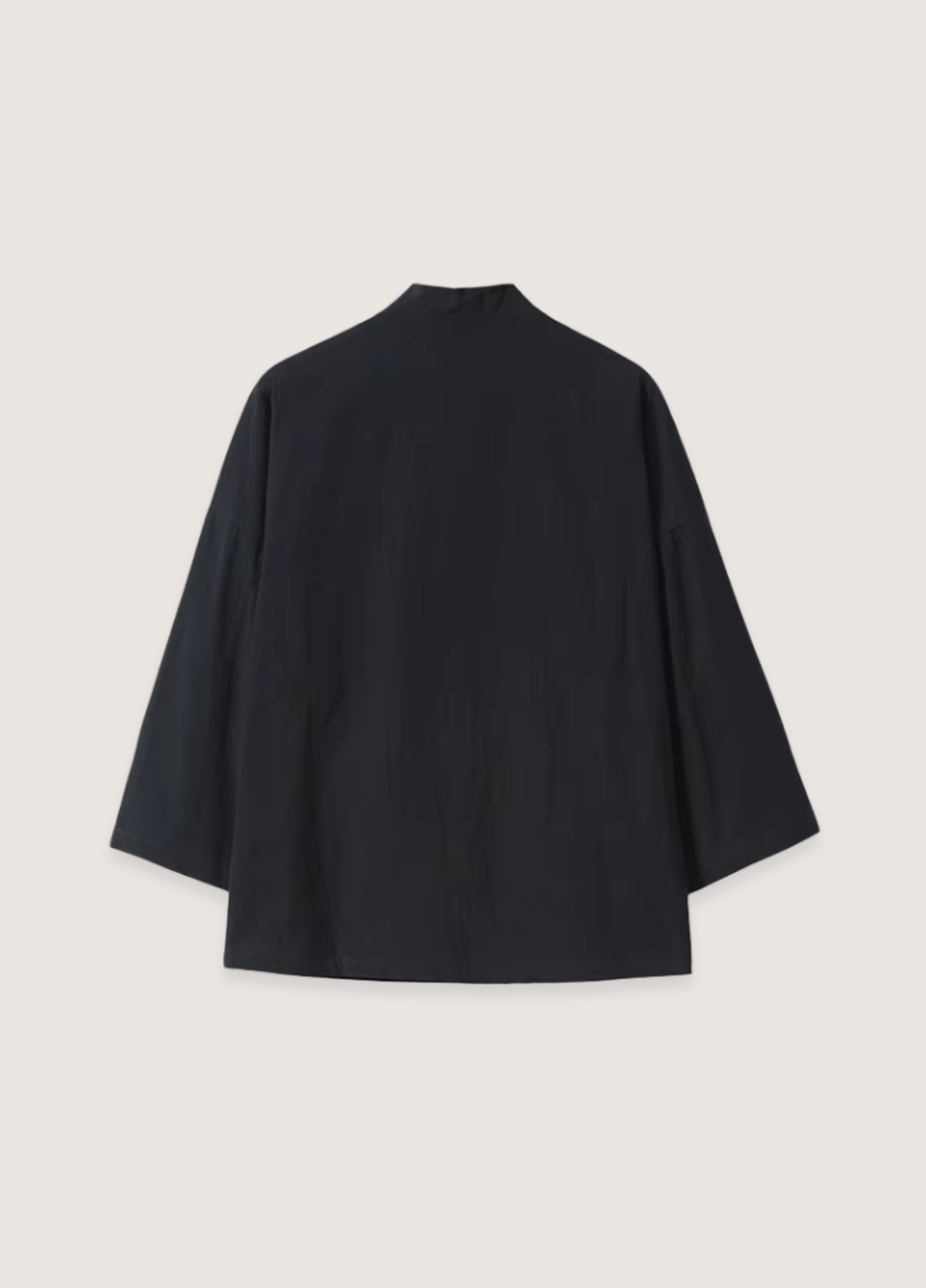 Veste kimono mixte coton motif grue noir – Kaze