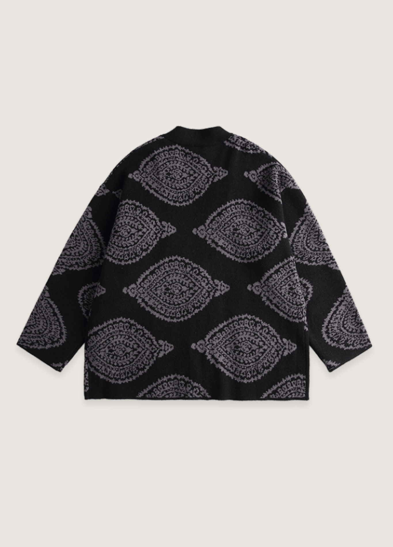 Veste kimono mixte coton paisley noir – Motifs Paisley