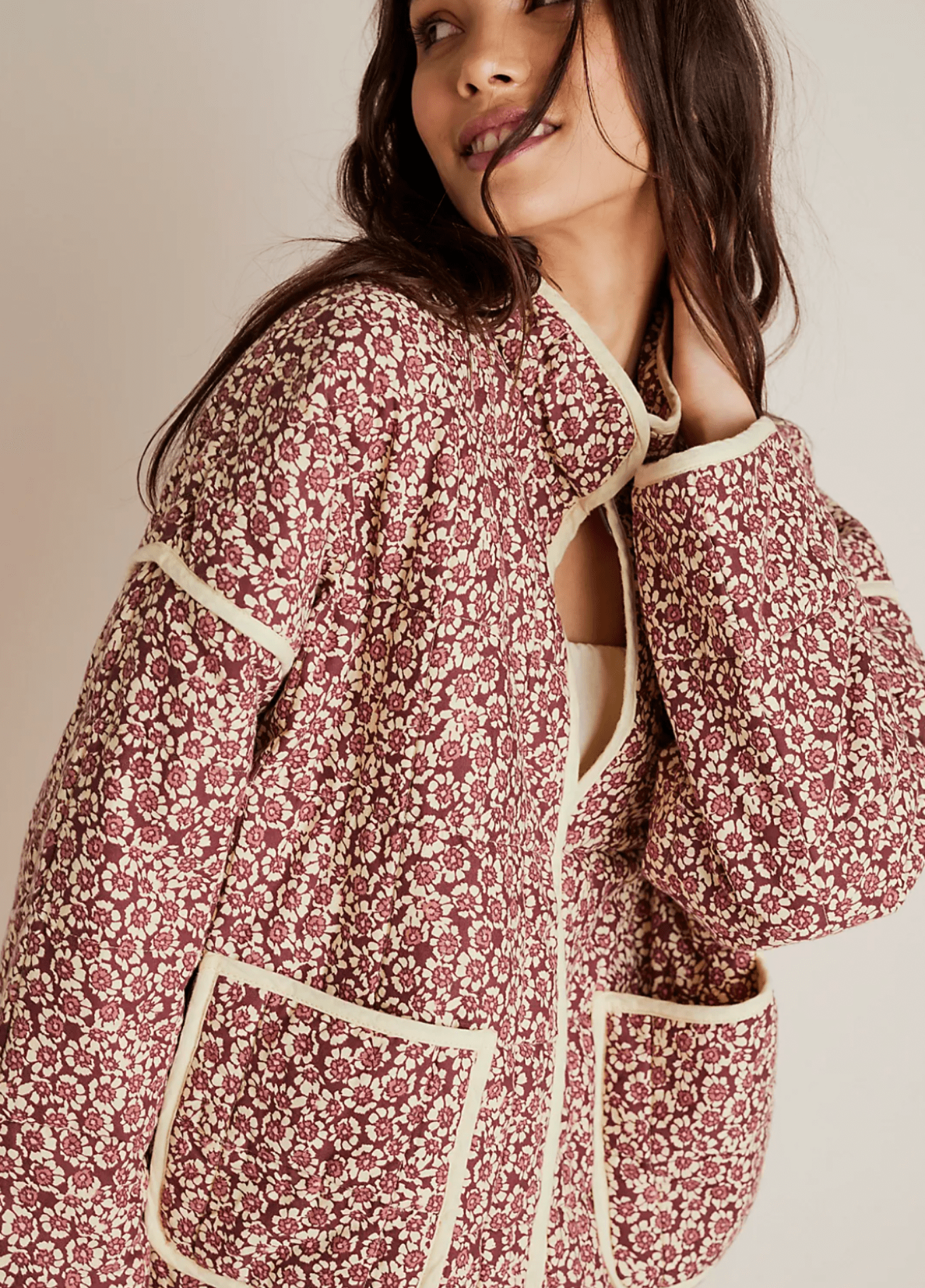 Veste kimono femme floral rose – Hana