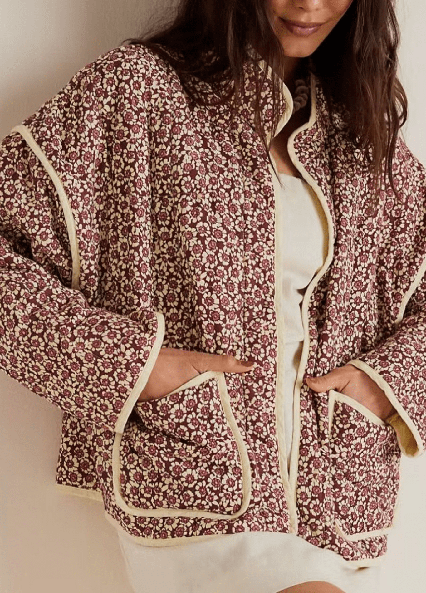 Veste kimono femme floral rose – Hana