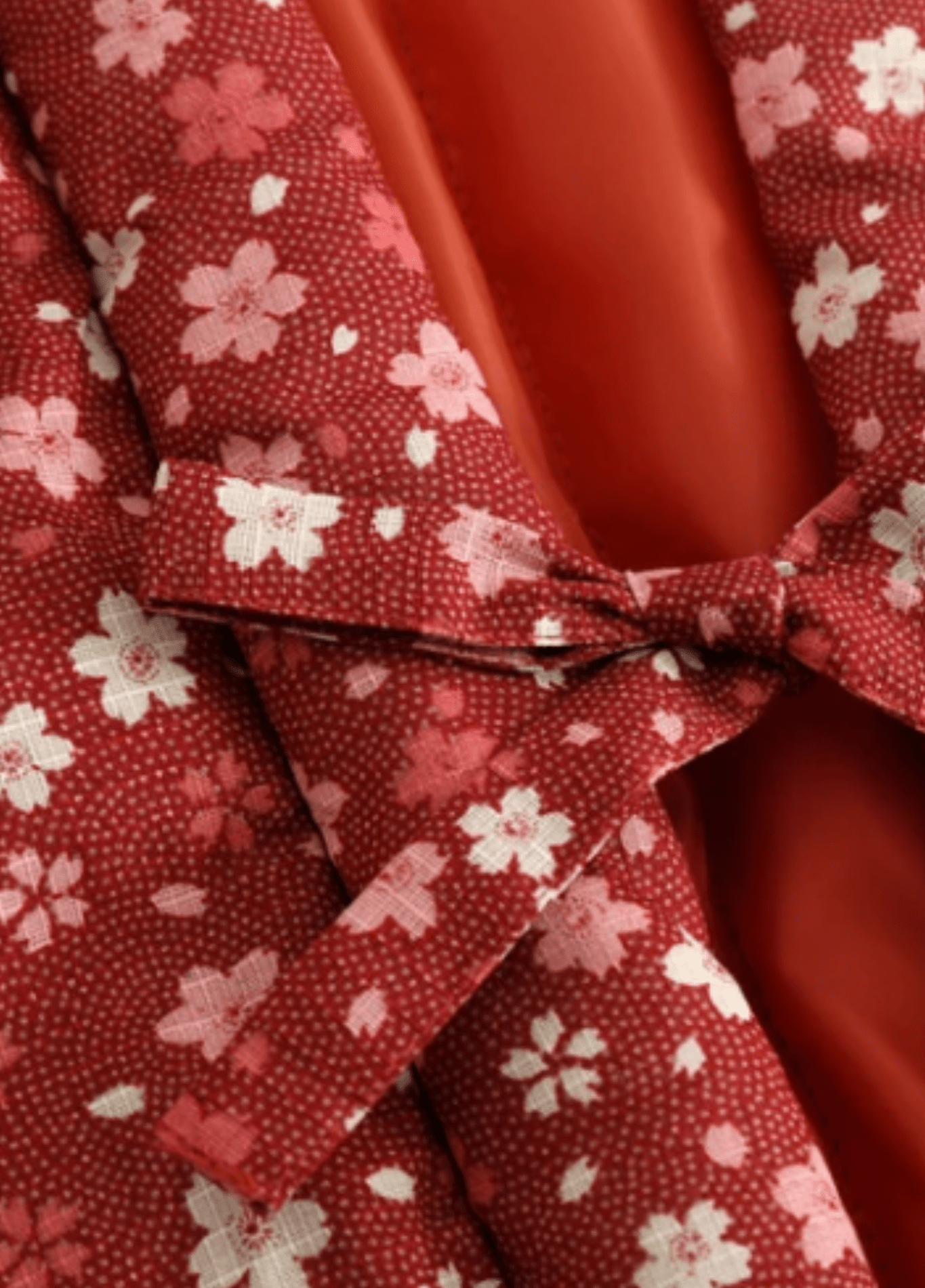Veste kimono femme coton motif cerisier rouge – Sakura Nipponne