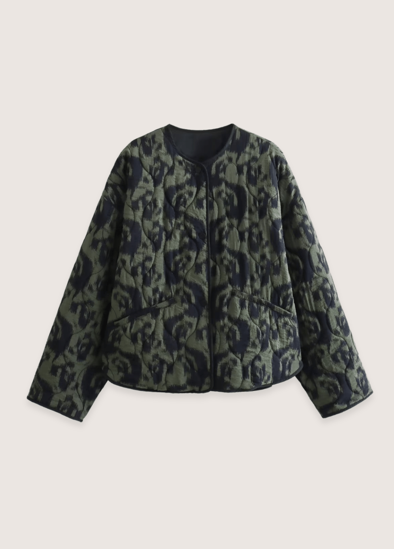 Veste kimono femme géométrique vert olive – Ikat