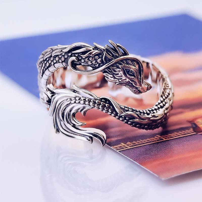 ATELIER-TIBET – Bague Dragon Vintage de Protection – Anneau Symbolique Unisexe