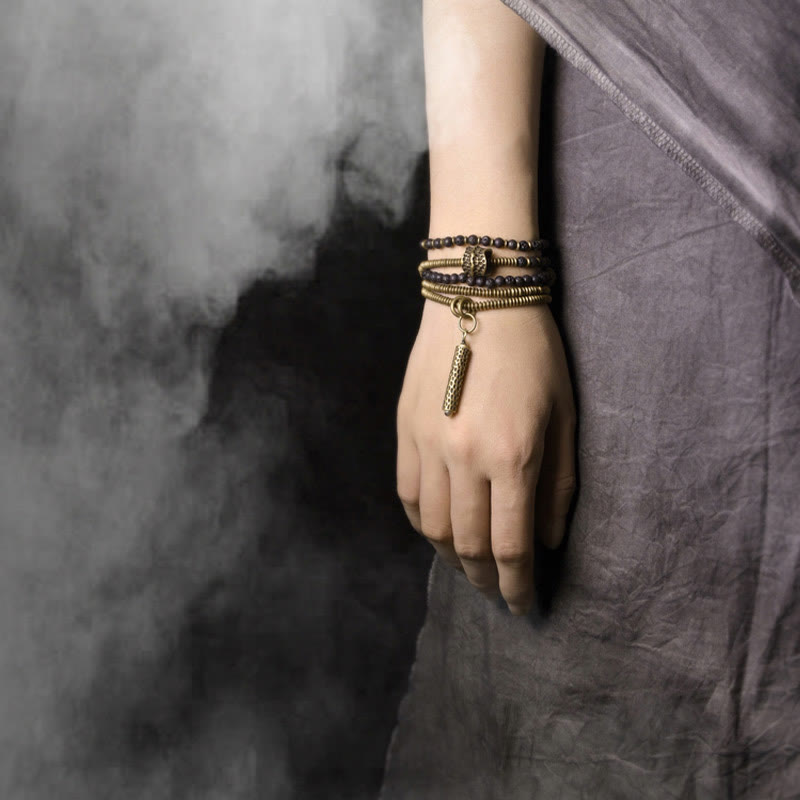 ATELIER-TIBET – Bracelet Spirituel Vintage en Pierre de Lave & Cuivre