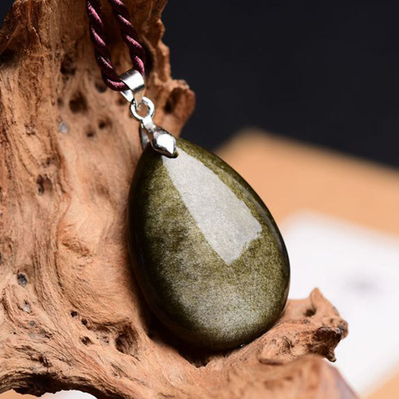 ATELIER-TIBET – Collier Goutte d’Eau en Obsidienne Naturelle