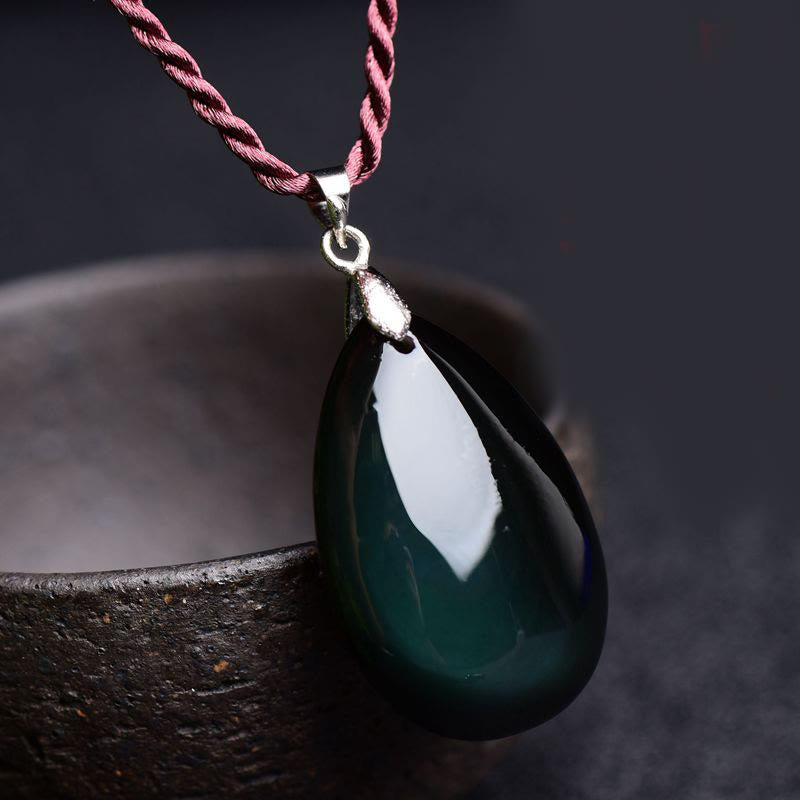 ATELIER-TIBET – Collier Goutte d’Eau en Obsidienne Naturelle