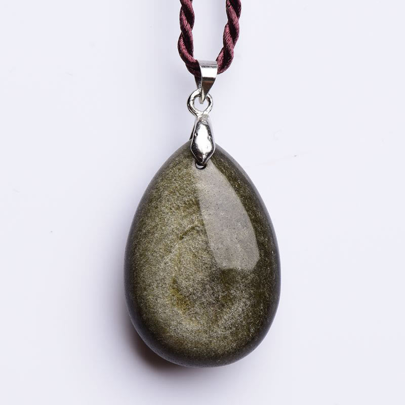 ATELIER-TIBET – Collier Goutte d’Eau en Obsidienne Naturelle