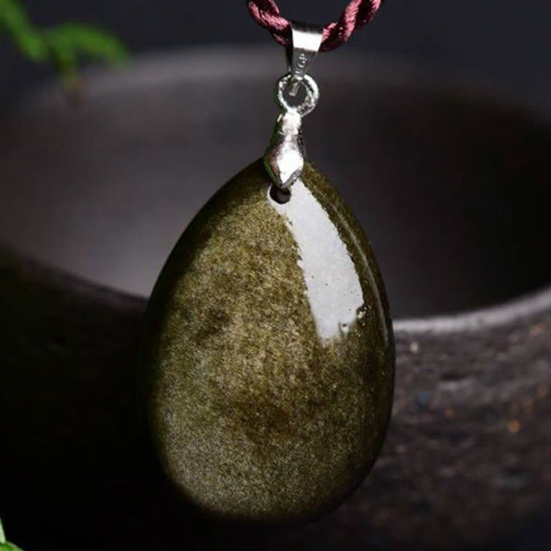 ATELIER-TIBET – Collier Goutte d’Eau en Obsidienne Naturelle