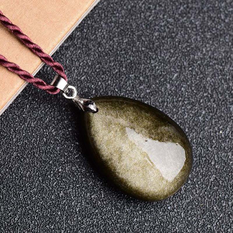 ATELIER-TIBET – Collier Goutte d’Eau en Obsidienne Naturelle