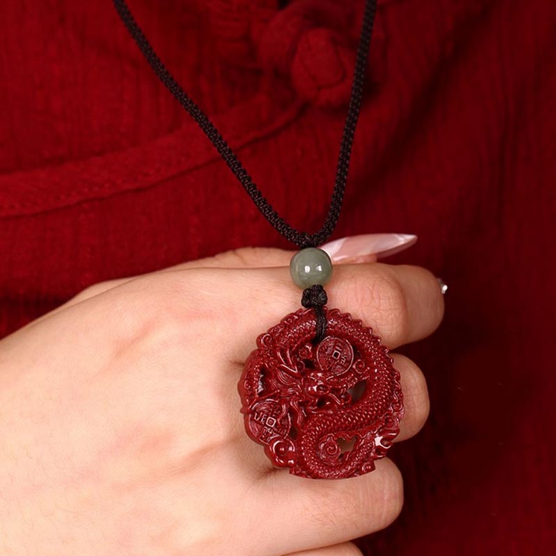 ATELIER-TIBET – Collier Dragon en Jade Hetian, Cinabre et Cuivre | Année du Dragon