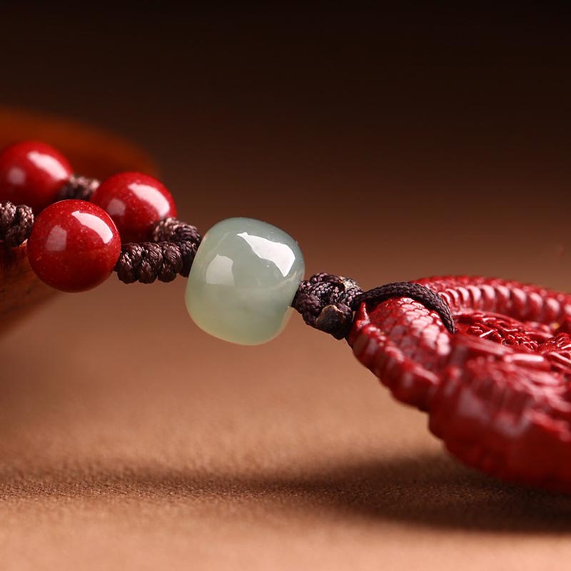 ATELIER-TIBET – Collier Dragon en Jade Hetian, Cinabre et Cuivre | Année du Dragon