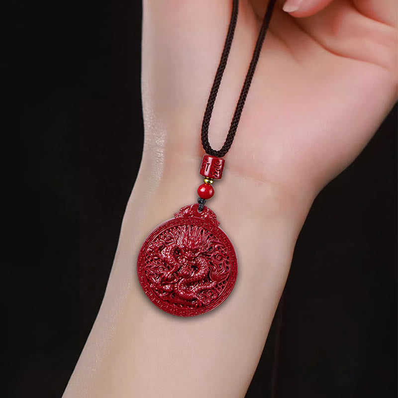 ATELIER-TIBET – Collier Dragon de l’Année du Dragon en Cinabre Naturel