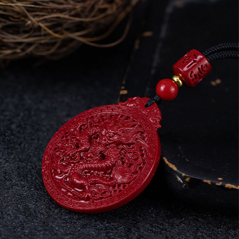 ATELIER-TIBET – Collier Dragon de l’Année du Dragon en Cinabre Naturel