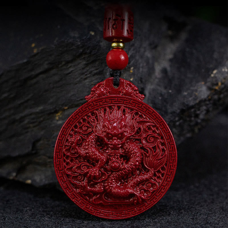 ATELIER-TIBET – Collier Dragon de l’Année du Dragon en Cinabre Naturel
