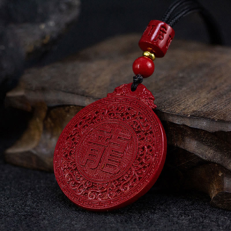 ATELIER-TIBET – Collier Dragon de l’Année du Dragon en Cinabre Naturel