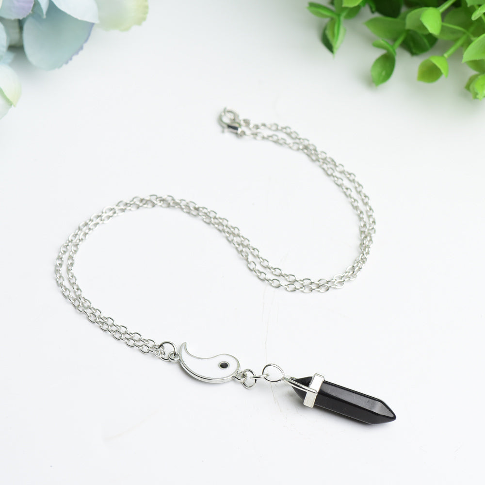 ATELIER-TIBET – Collier Yin Yang en Cristal avec Chaîne Argentée