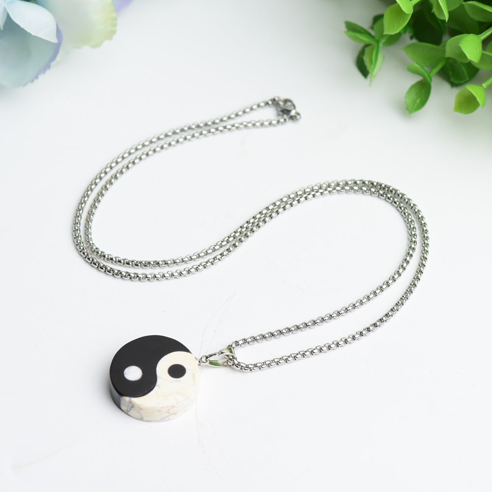 ATELIER-TIBET – Collier Yin Yang en Cristal avec Chaîne Argentée